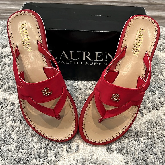 ♥️Like New! LAUREN RALPH LAUREN Rosalind Lauren Red Sandals in Size 6♥️ - Picture 2 of 12